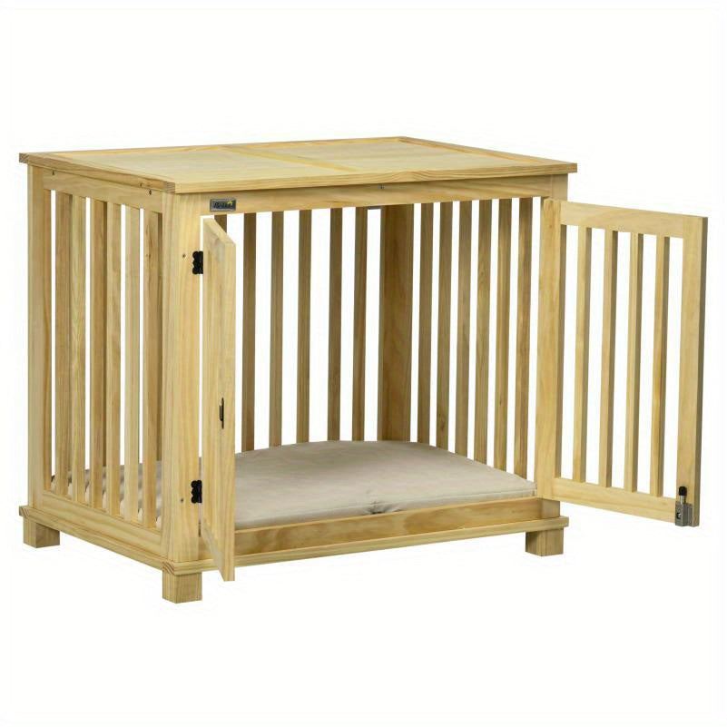 Houten Hondenmand – Hondenhuisje – Huisdierbed – Hondenkussen – Hondenbench – Natuurlijk Hout – Ruim Interieur – Ventilatierooster & Afneembare Tray