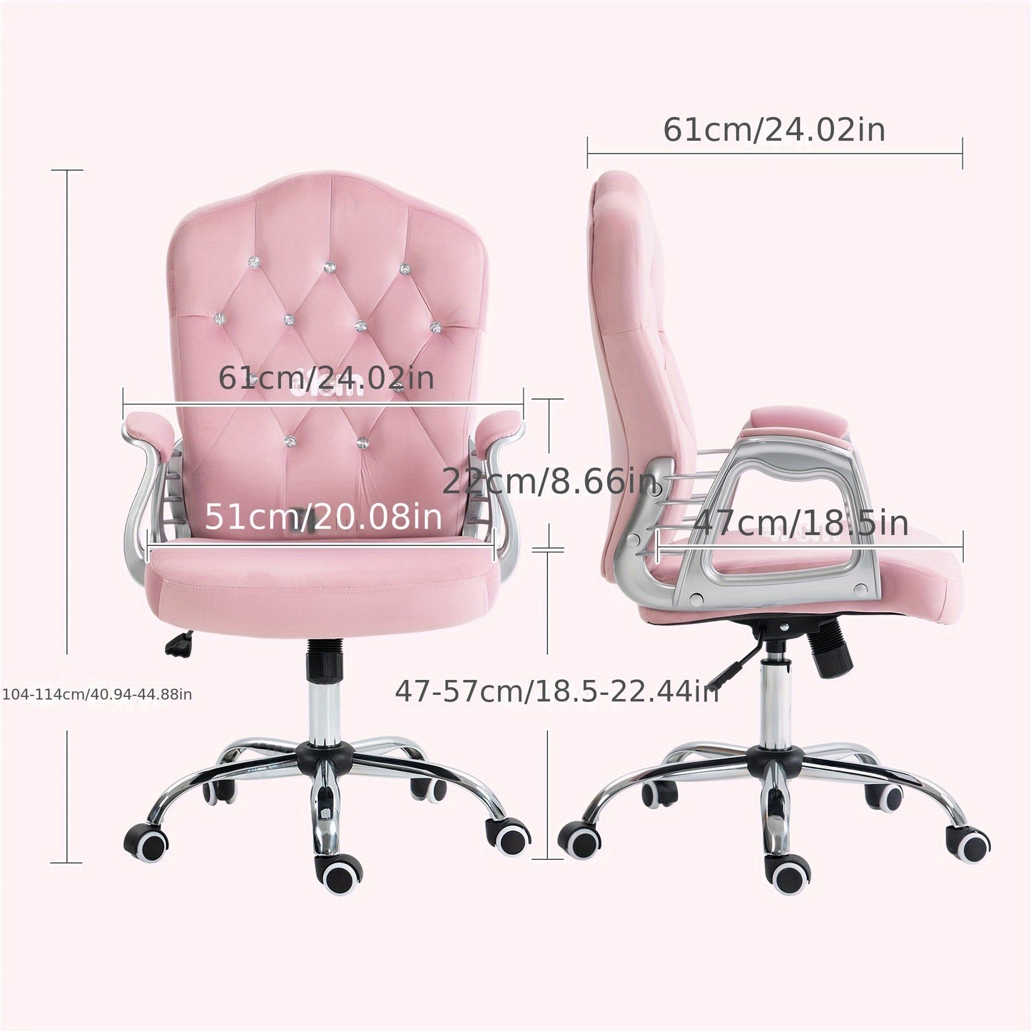 Bureaustoel – Ergonomische Stoel – Office Chair – Draaistoel – Bureaustoelen Voor Volwassenen – Roze Kleur – Houten Frame – Schommelfunctie – Verstelbare Hoogte – Max 120 Kg