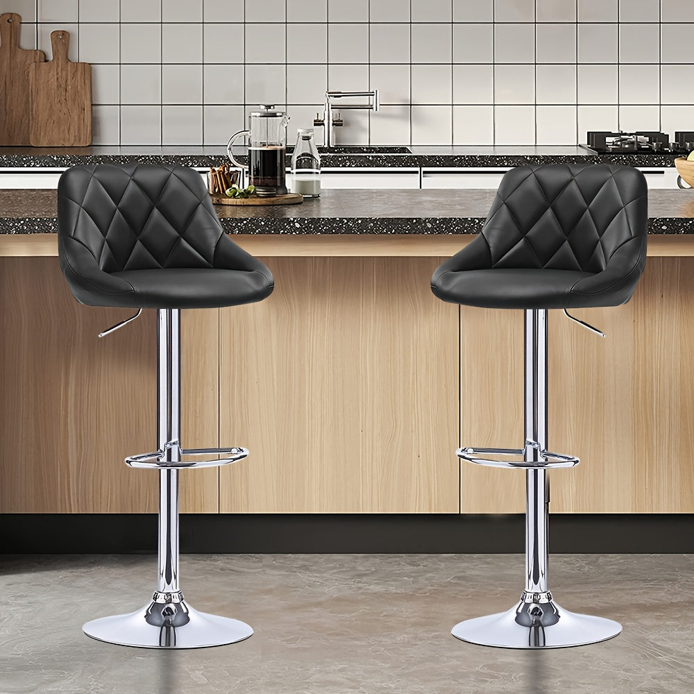Barkrukken – Barstoelen – Krukken – Hoge Stoelen – Draaistoelen – Set Van 4 – PU Kunstleer – Verstelbare Zithoogte 85-105 cm