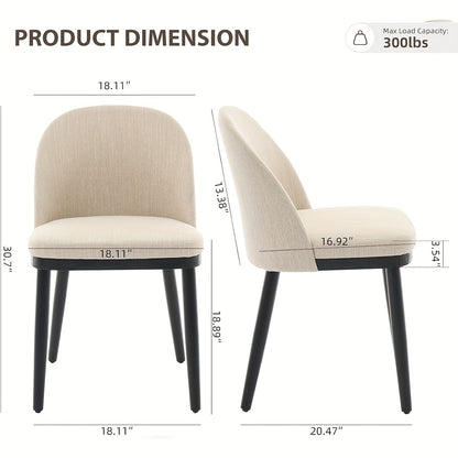 Eetkamerstoelen – Stoelen – Tuinstoelen – Keukenstoelen – Bistrostoelen – Set van 2 – Memory Foam Zitting – Beige Stofframe