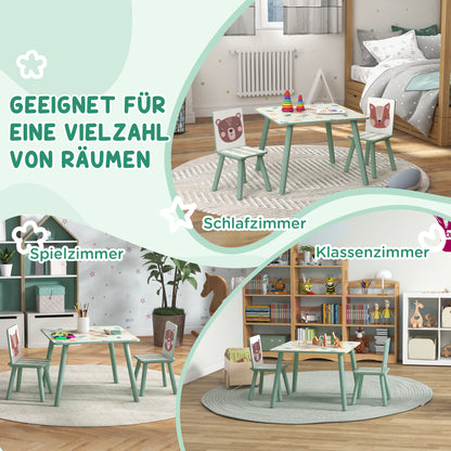 Speelset kinderstoelen met tafel – kindertafel set – kindermeubel – kinderstoeltje – kids meubel – Groen – duurzaam kunststof – veilig afgeronde hoeken