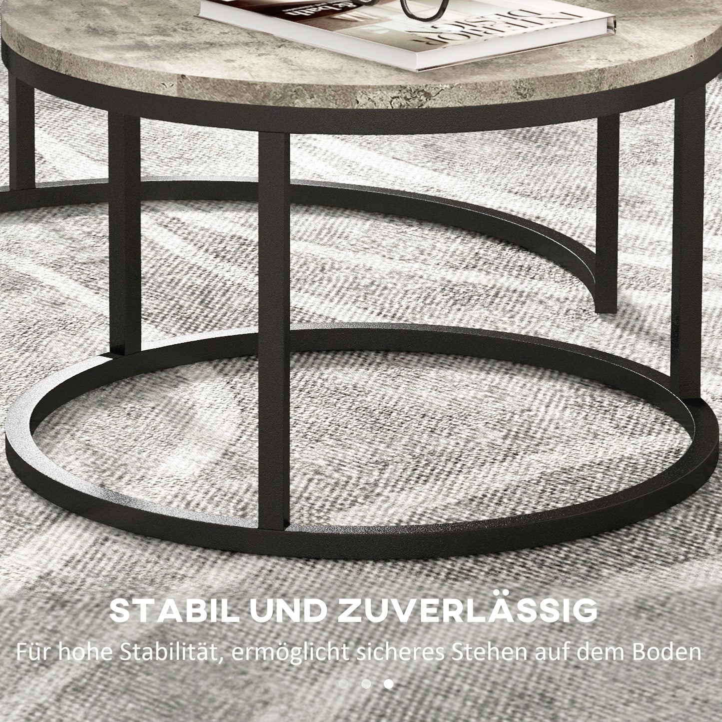 Bijzettafels – Salontafel – Side Table – Nachtkastje – Tafelset – Industrieel Design – Metalen Frame – Cement Look – Ruimtebesparend – Duurzaam MDF