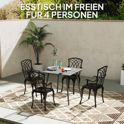 Tuinset Tuintafel Buitenmeubel Balkontafel Terrastafel – 4 Personen – Staal Frame – Weerbestendig & Eenvoudig Schoon Te Maken – 80x80x74 cm – Grijs