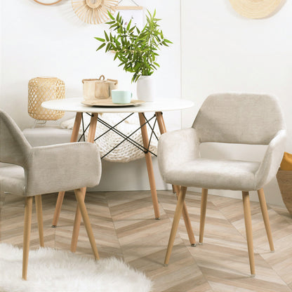 Eetkamerstoelen – Stoelen – Kuipstoelen – Keukenstoelen – Meubilair – Scandinavisch Design – Ademend Rugleuning – Metalen Onderstel – Set van 4 – Beige