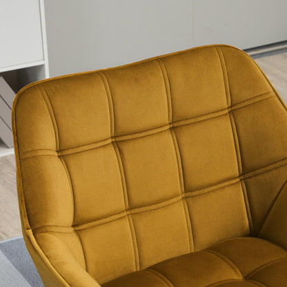 Scandinavian Modern Accent Chair with Mustard-Yellow Velvet-Like Upholstery - Heavy-Duty 120kg Weight Capacity, Rubberwood Legs & Easy Assembly - Vibrant Yellow Armchair for Living Room, Bedroom, Office - Durable Comfortable