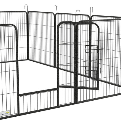 Dierenren – Hondenren – Konijnenren – Knaagdierren – Huisdierenren – Modulair Stalen Design – Afsluitbare Deur & Weerbestendig Grijs