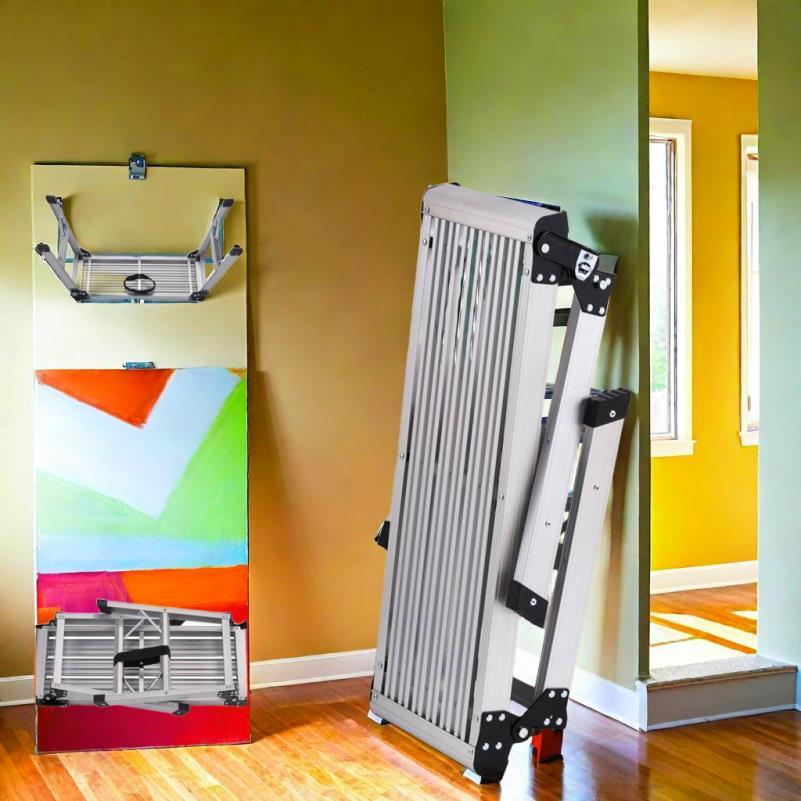 Inklapbaar Werkplatform – Werksteiger – Klimsteiger – Platform – Ladder – Aluminium – 150 kg Draagkracht – Antislip Voeten