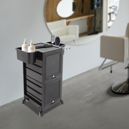 Heavy-Duty Rolling Salon Storage Cart with 6 Trays & 2 Baskets - Mobile Beauty Organizer with Locking Wheels, Large Capacity Salon Cart, Sturdy Metal Frame & ABS Construction, Space-Saving Design for Salon, Spa, Barber Shop,