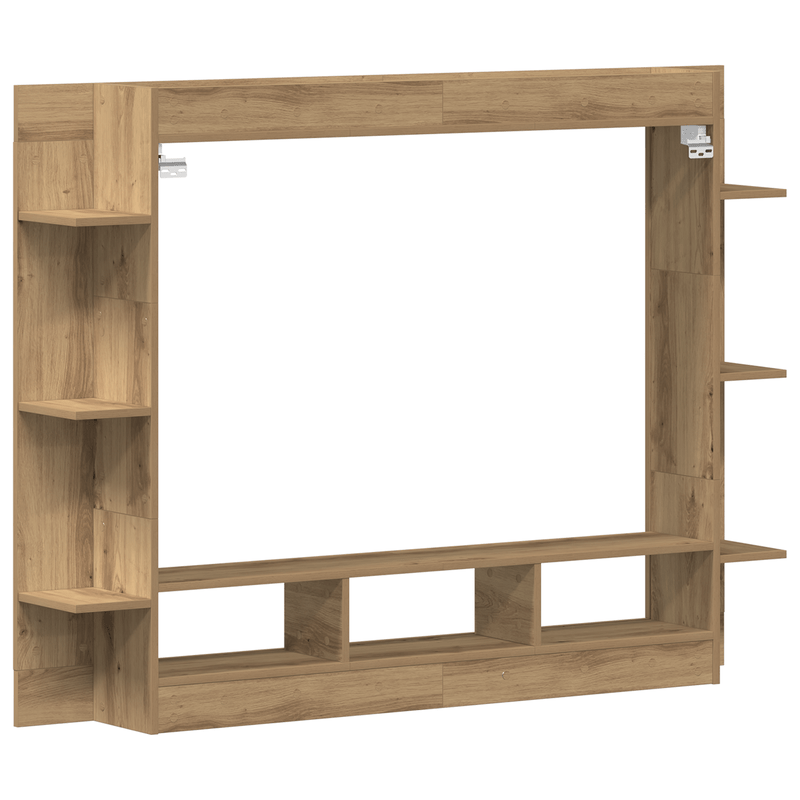 Houten TV-standaard – TV-meubel – Media Console – TV-kast – Tv-rek – Stevig hardhout – Ruimtebesparend design 152x22x113 cm