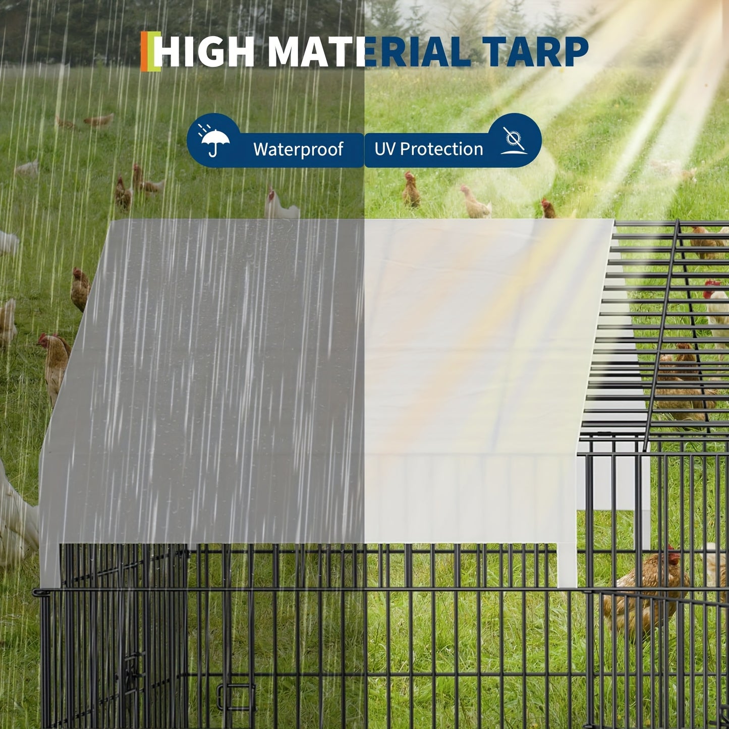 Kippenren – Kippenhok – Pluimveehok – Dierenren – Uitloopren – Grote 3,28m Metalen Ren – Roestvrij Frame Met Waterdichte & Zonwerende Hoes