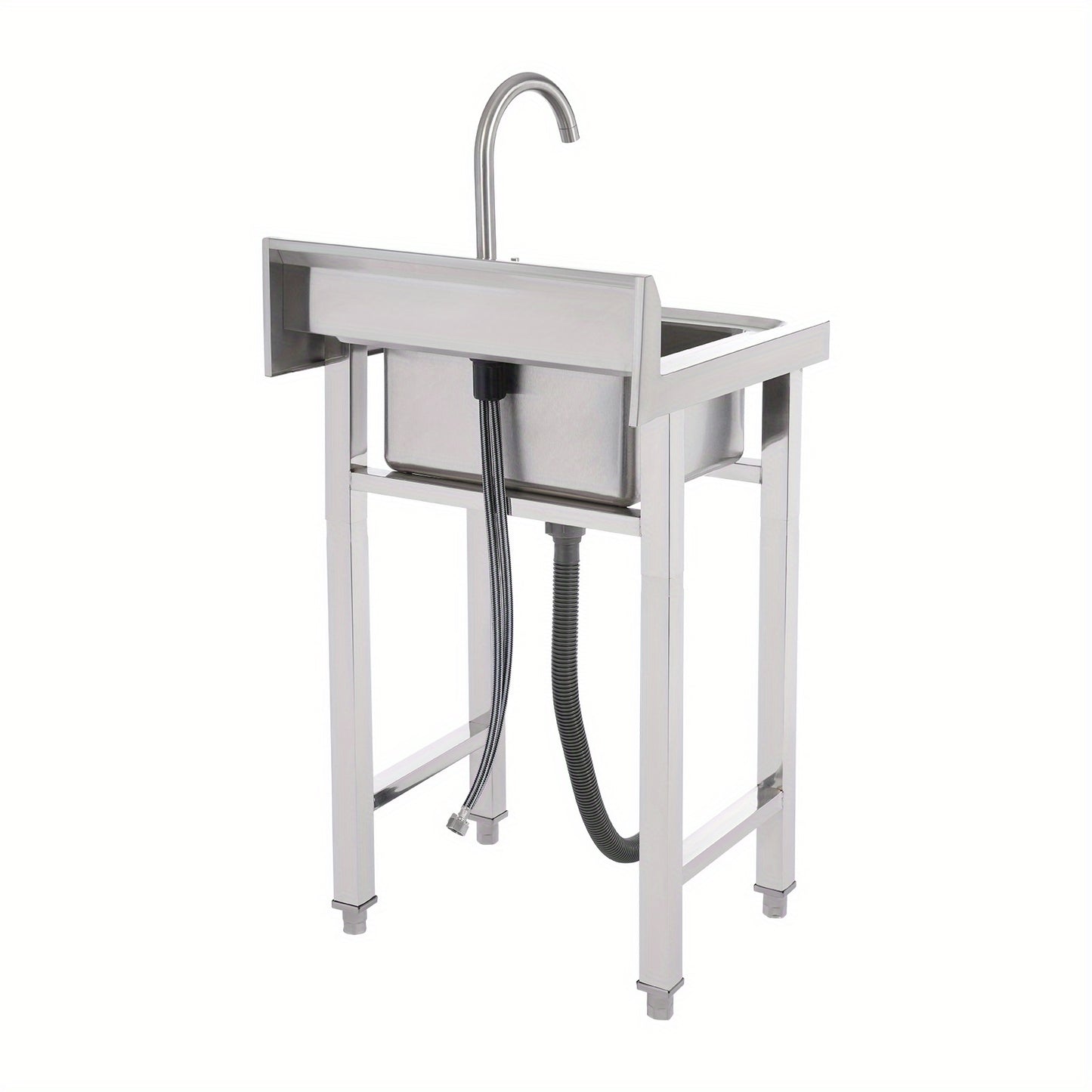 TOOL1SHOOO 201 Stainless Steel Commercial Sink Set, equipped with a 360° rotating faucet, large capacity sink dimensions of 35.0 x 30.99 x 19.0 cm, adjustable foot pads, with a filter basket and lid, suitable for cafes, rest
