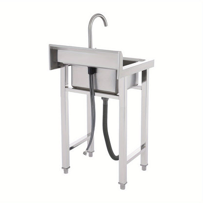 TOOL1SHOOO 201 Stainless Steel Commercial Sink Set, equipped with a 360° rotating faucet, large capacity sink dimensions of 35.0 x 30.99 x 19.0 cm, adjustable foot pads, with a filter basket and lid, suitable for cafes, rest