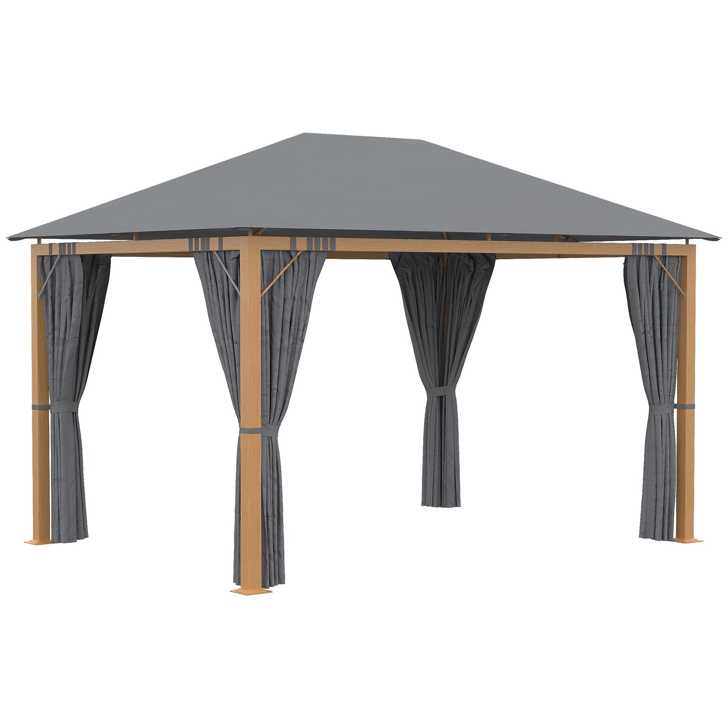 Tuinprieel – Tuinkamer – Overkapping – Pergola – Tuinpaviljoen – Aluminium Frame – Polyester Dak met UV Bescherming – Donkergrijs
