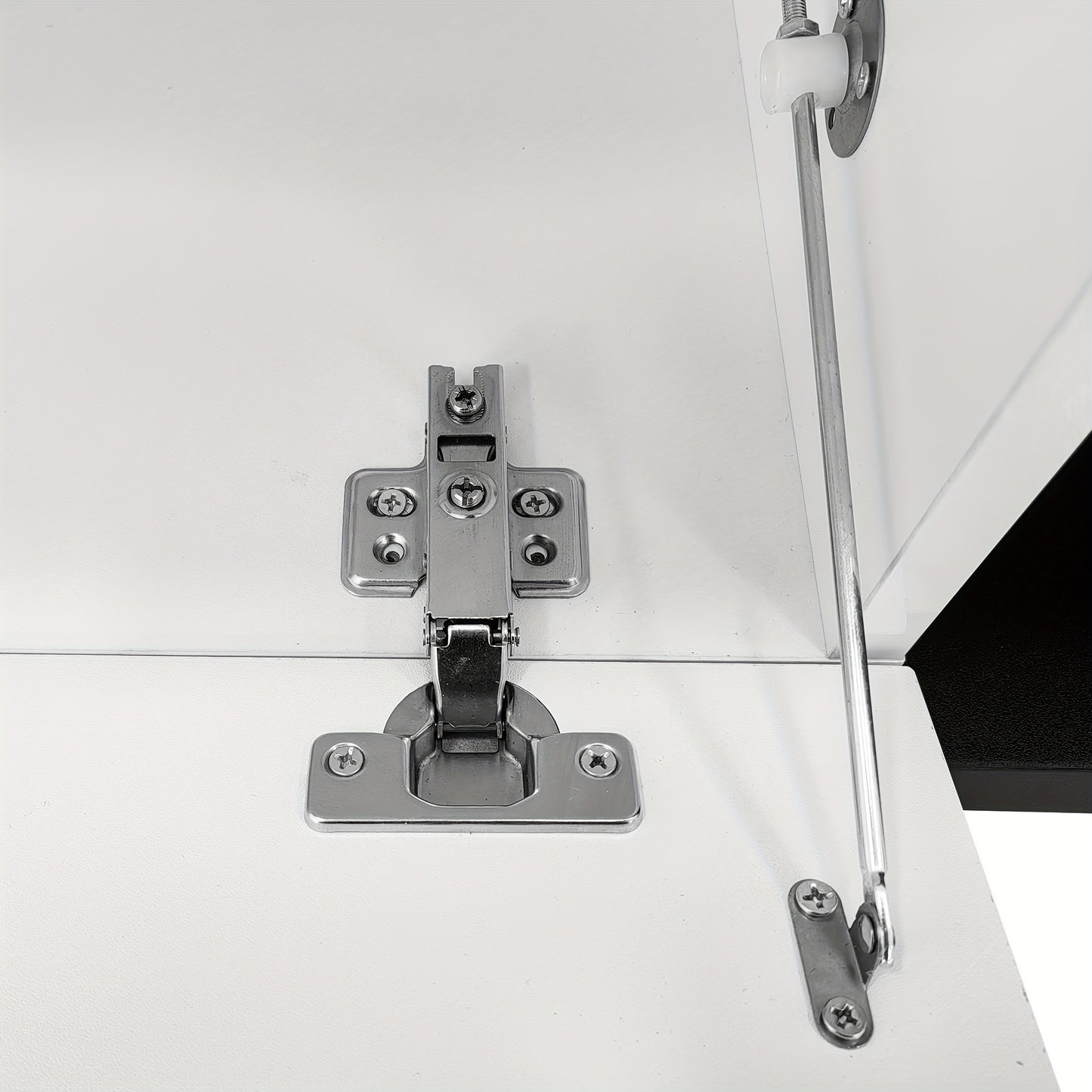 TV-meubel – TV-kast – Media Meubel – TV-standaard – Tv-dressoir – Verstelbare Lengte 140-260 cm – Draaifunctie – Mat Wit Hoogglans Met Zwart Marmerlook en Gouden Accenten