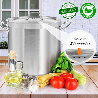 Soepketel – Soeppan – Kookpan – Stoofpan – Braadpan – 40 Liter – RVS – Geschikt voor Inductie
