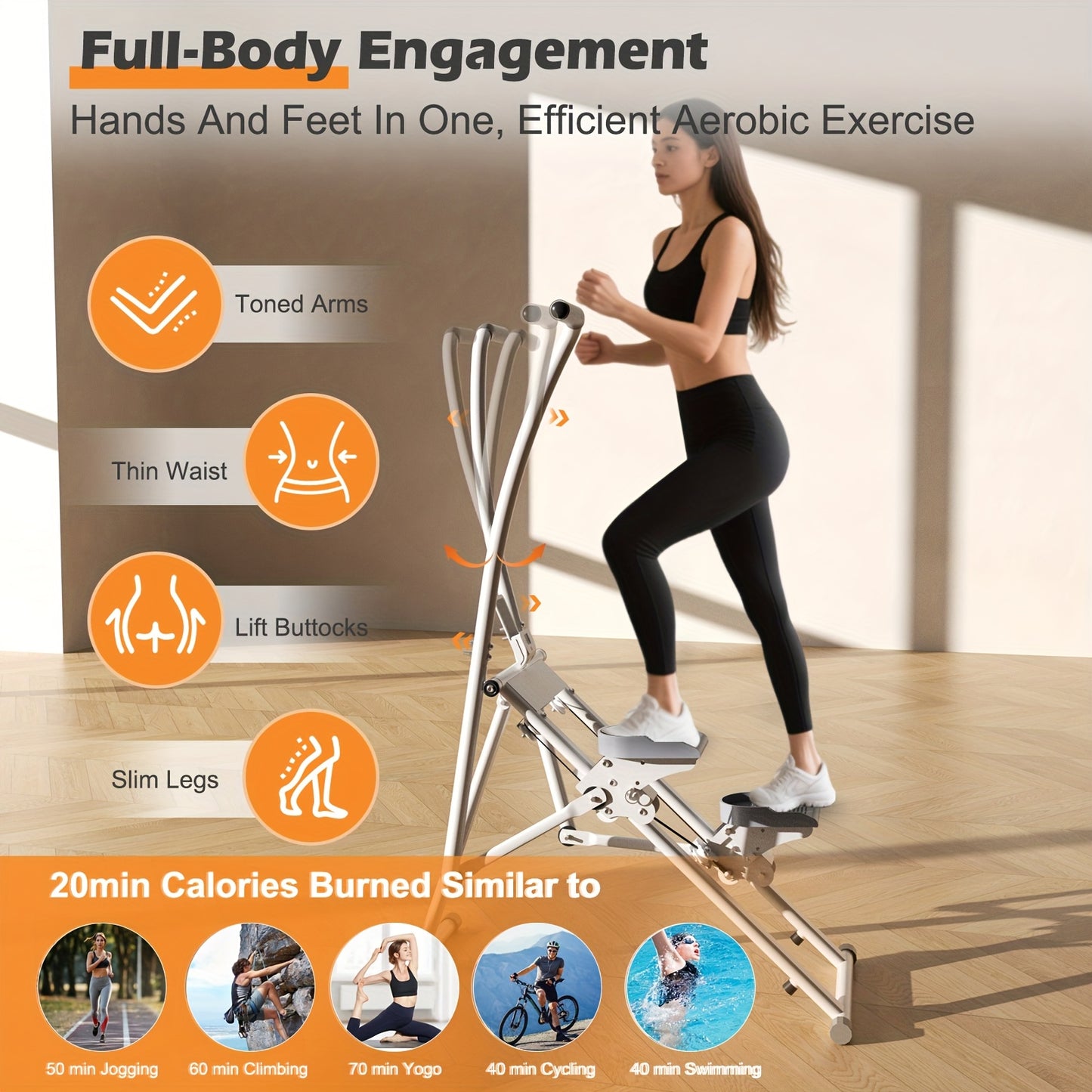 Stepper – Vertical Climber – Fitness Stepper – Hometrainer – Mini Stepper – Inklapbaar & Compact – Verstelbare Pedalen & Antislip