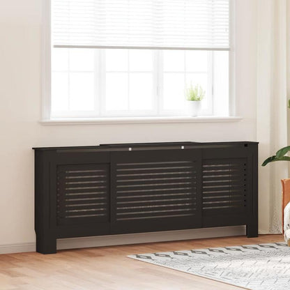 Radiatorombouw – Radiatoromkasting – Radiatorbekleding – Verwarmingsombouw – Ombouw Verwarming – Zwart Hout – 205 cm Hoog – Inclusief Extra Plankjes