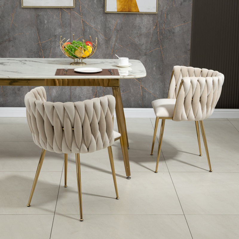 Eetkamerstoel – Fauteuil – Stoel – Veloursstoel – Kuipstoel – Luxe Fluweel Bekleding – Gouden Metalen Poten