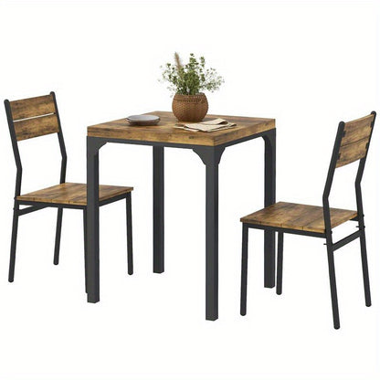 3-Teilige Essgruppe, Esstisch-Set, 1 Tisch, 2 Stühle, Mdf+Metall, Moderne Küchenmöbel, Schneller Aufbau, Platzsparend, Esstisch Im Landhausstil Geeignet Für Wohnzimmer, Esszimmer, Küche