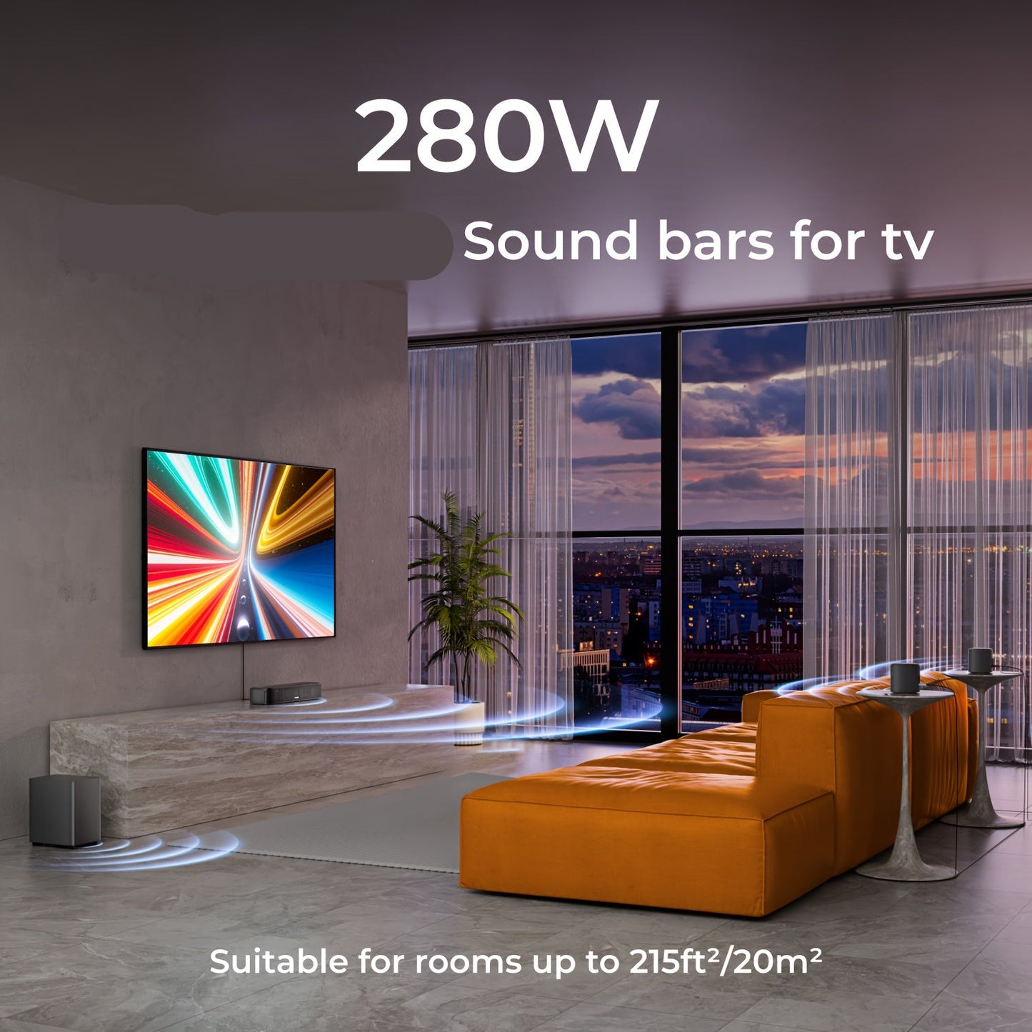 Soundbar – Home Theater – Surround Sound Systeem – TV Speaker – Sound Bar Met Subwoofer – 5.1 Kanaals Surround – Dolby Atmos – App Bediening – HD eARC