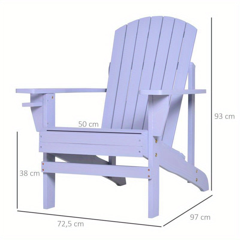 Tuinstoel – Tuinstoel – Buitenstoel – Terrasstoel – Balkonstoel – Houten Adirondack Stoel – Met Bekerhouder – Duurzaam Massief Hout – 72,5x97x93 cm – Grijs