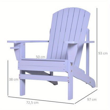 Tuinstoel – Tuinstoel – Buitenstoel – Terrasstoel – Balkonstoel – Houten Adirondack Stoel – Met Bekerhouder – Duurzaam Massief Hout – 72,5x97x93 cm – Grijs