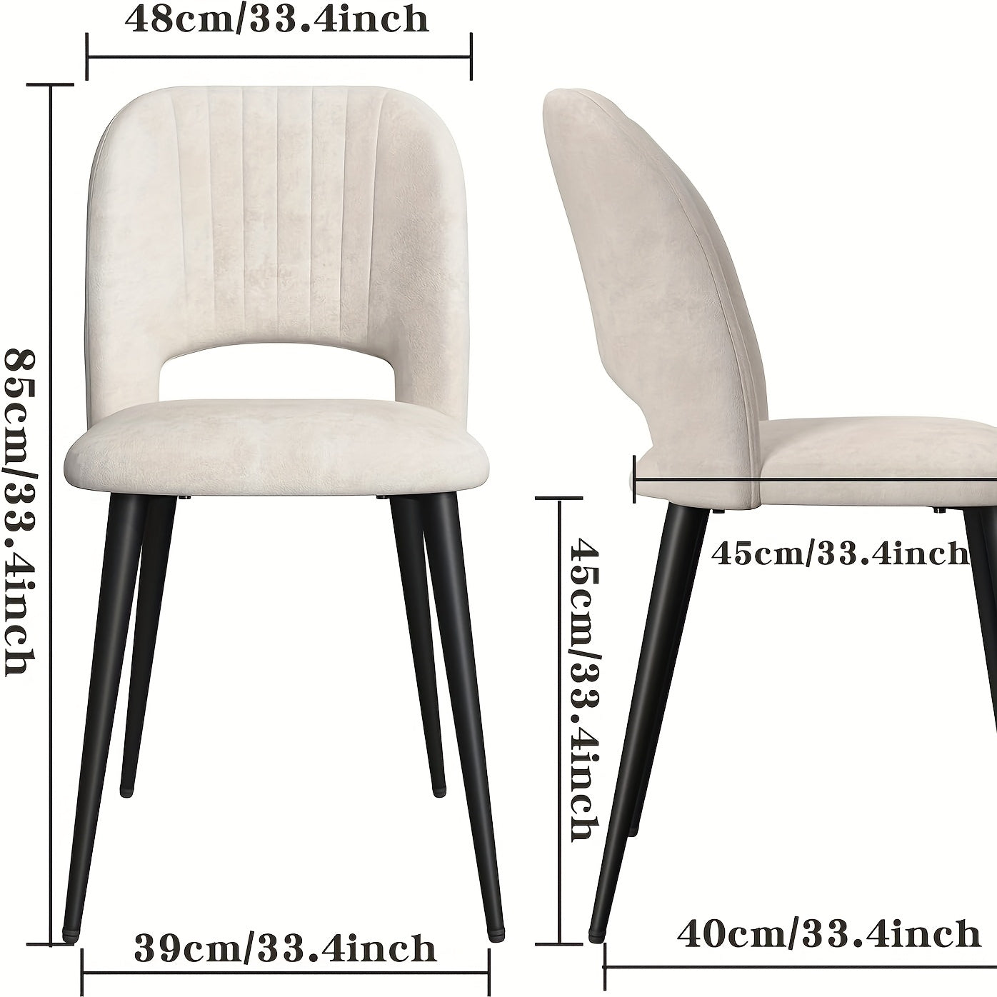 Set van 2 Velvet Eetkamerstoelen – Gestoffeerde Stoelen met Rugleuning en Metalen Poten – Beige, Modern en Minimalistisch voor Keuken, Woonkamer of Eetkamer