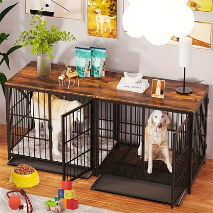 Hondenbench – Hondenkooi – Hondenren – Hondenverblijf – Hondenhuis – Zwarte Metalen Bench – Extra Stevig Met Afneembare Tray – Ruim XXL Voor Grote Honden