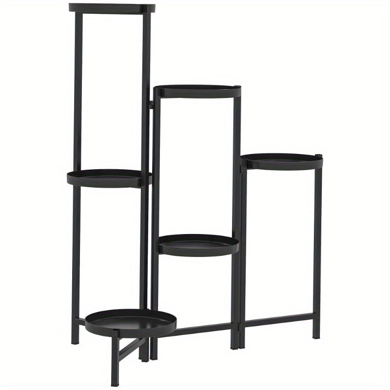 6-Laags Plantenrek – Plantenhouder – Bloemenrek – Tuinrek – Plantenstandaard – Opvouwbaar Metaal – Stevige A-Frame Ontwerp – 80 cm Hoog – Zwart