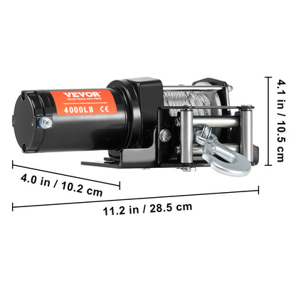 Elektrische Lier – Kabellier – Trekaanbouw – Sleepinstallatie – Offroad Lier – 1814,4 Kg Trekcapaciteit – IP55 Waterbestendig – Afstandsbediening – Zwart