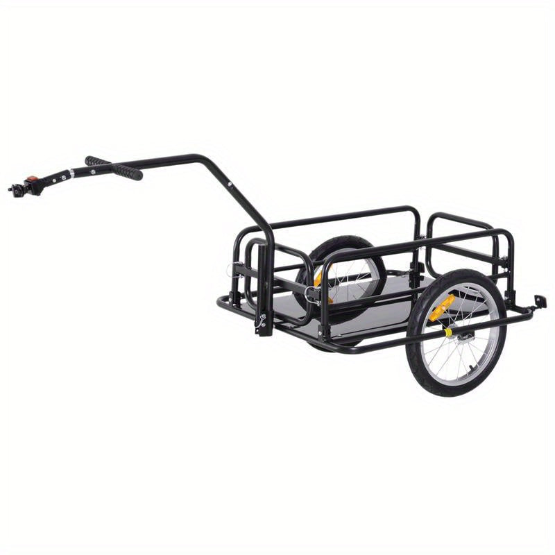 Fietsaanhanger – Fietskar – Transportkar – Boodschappentrolley – Inklapbare Aanhanger – Stevig IJzeren Frame – Max. 40 kg Draagkracht – Met Reflectoren