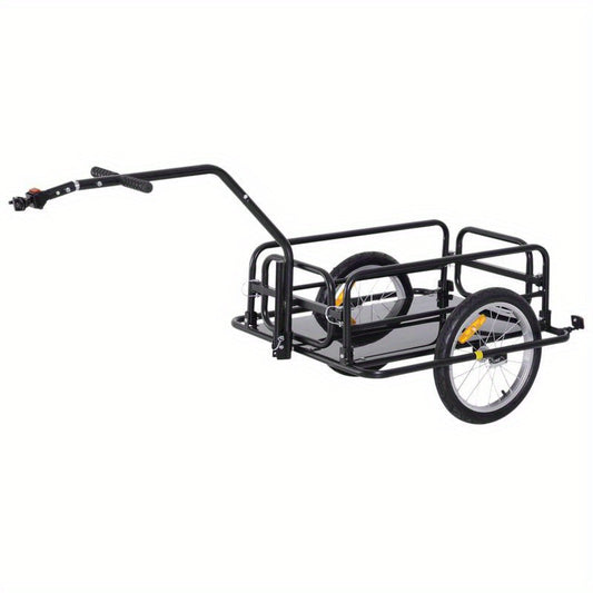Fietsaanhanger – Fietskar – Transportkar – Boodschappentrolley – Inklapbare Aanhanger – Stevig IJzeren Frame – Max. 40 kg Draagkracht – Met Reflectoren
