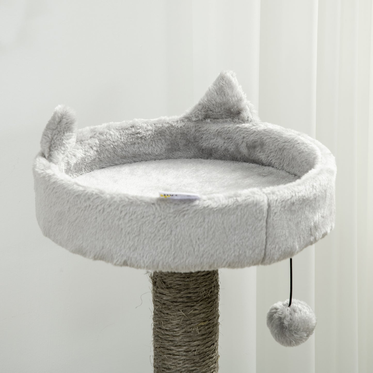 Krabpaal – Kattenkrabpaal – Katzenbaum – Krabmeubel – Kattenhuis – Inclusief Kattenhol En Hangmat – Compact 60x40x113 Cm – Lichtgrijs Met Sisal Touwen