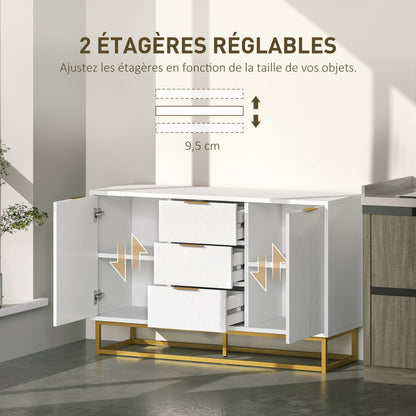 Opbergkast – Buffet – Kast – Opbergmeubel – Dressoir – Wit – 120x40x76 cm – Verstelbare Planken