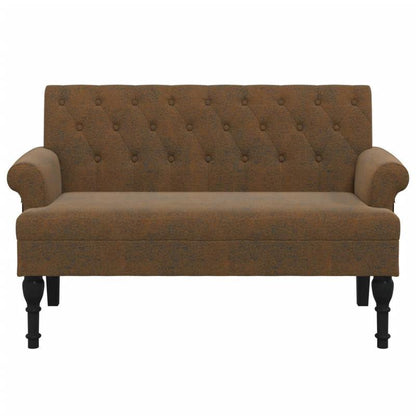 Bank Met Rugleuning – Zitbank – Bankje – Opbergbank – Houten Bank – Bruin Faux Suède Leer – Comfortabele Rugleuning – Stevig Houten Frame