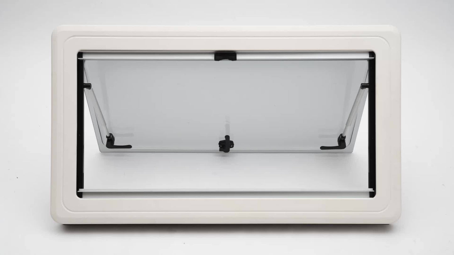 Caravan Ventilatieraam – Caravan Ventilatieraam Draaikiep – Caravan Uitzetraam – Mobilhome Ventilatieraam – Camper Ventilatieraam – Aluminium Frame – Afmeting 900x500 mm – Zwart
