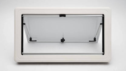 Caravan Ventilatieraam – Caravan Ventilatieraam Draaikiep – Caravan Uitzetraam – Mobilhome Ventilatieraam – Camper Ventilatieraam – Aluminium Frame – Afmeting 900x500 mm – Zwart