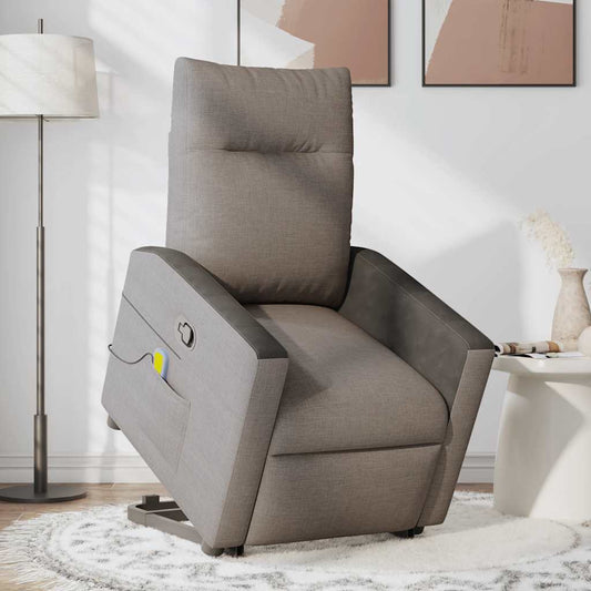 Verstelbare Fauteuil – Relaxstoel – Liftstoel – Zitzak – Elektrische Stoel – Manueel Verstelbaar – Liftfunctie Voor Gemakkelijk Opstaan – Ademend Taupe Textiel