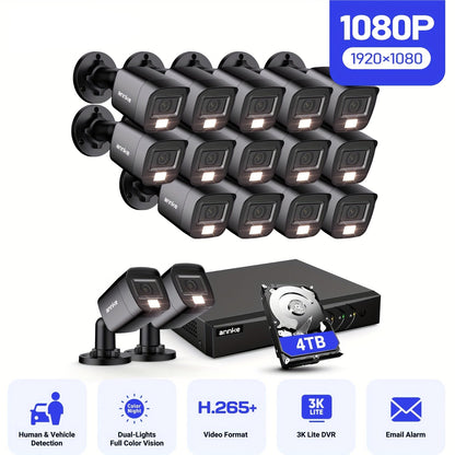 Beveiligingscamera Systeem – Bewakingscamera – CCTV Camera – Camerabewaking – Beveiligingsset – 16 Kanaals Bekabeld – AI Bewegingsdetectie – 4TB Opslag