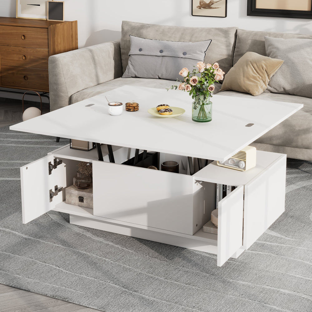 Salontafel – Koffietafel – Bijzettafel – Woonkamertafel – Tafel – Verstelbare Hoogte – Verborgen Opbergruimte – Metaal Frame – Max 50 kg Draagvermogen