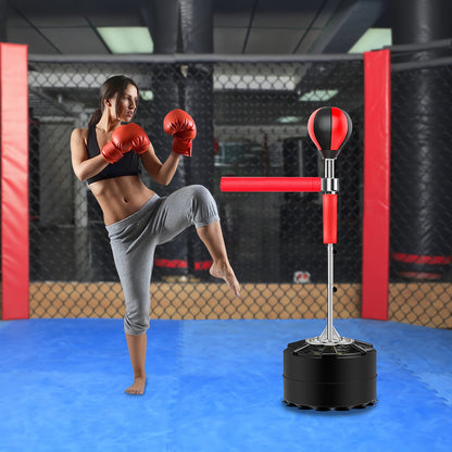 Bokszak Verstelbaar – Reflexzak – Punching Ball – Trainingszak – MMA Boksen – 360° Draaibare Arm – Verstelbare Hoogte 162-198 cm – Stevige Zuignapvoet