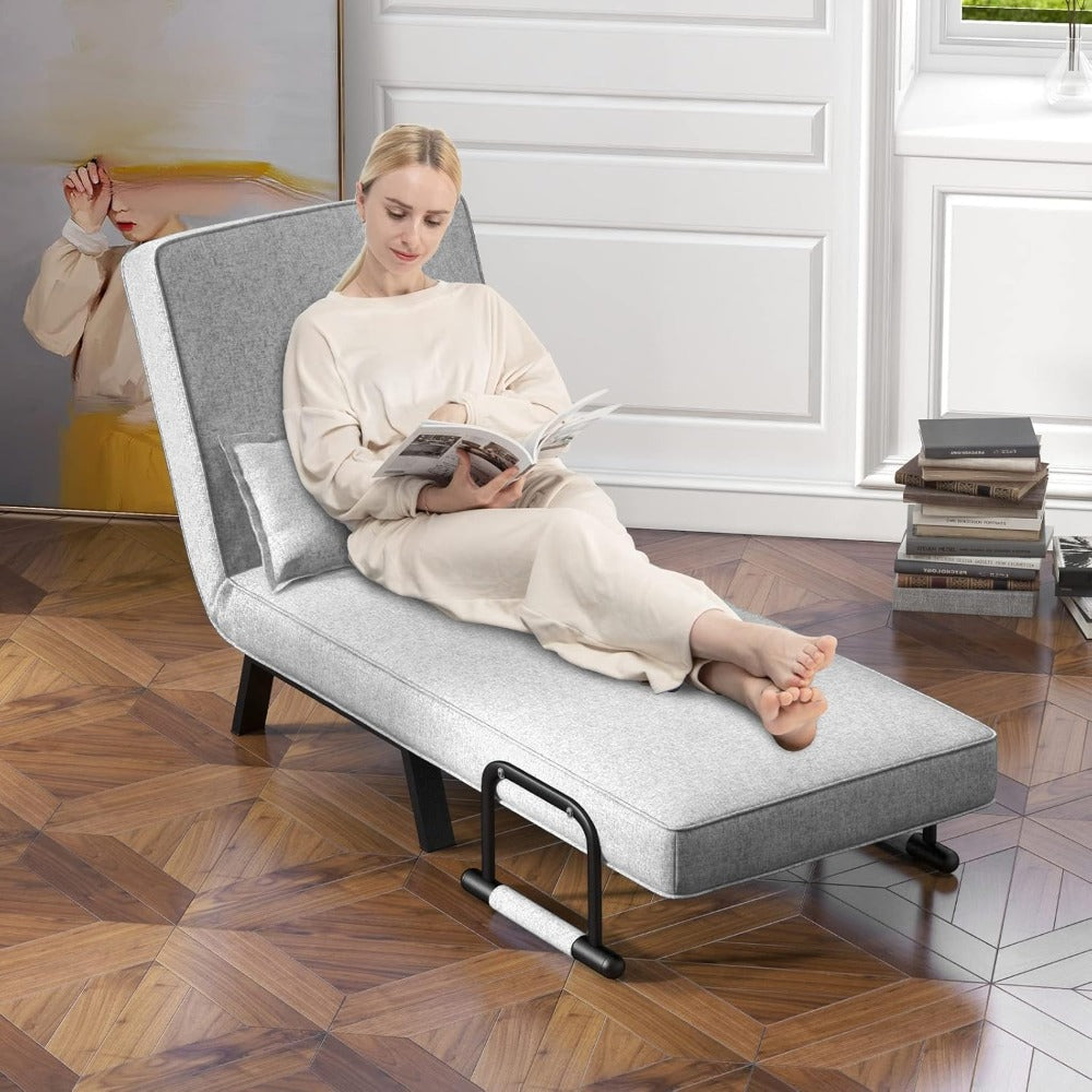4-in-1 recliner chair, sofa bed with bed function, folding chair with 6-position adjustable backrest, removable cushion, and armrests, weight capacity up to 150kg, guest bed for living room (,  Spacesaving Furniture, Contempo