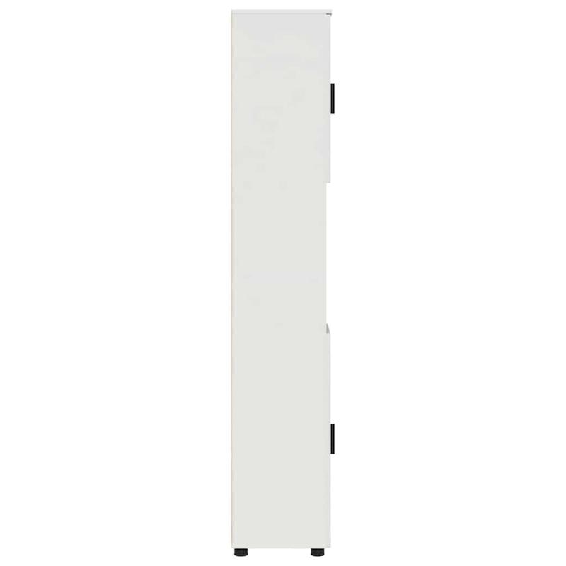 Hoge Badkamerkast – Smalle Opbergkast – Badkamerkast Wit – Verticale Kast – Toiletkast – Ruimtebesparend Design – MDF Met Hout – Vrijstaand En Functioneel