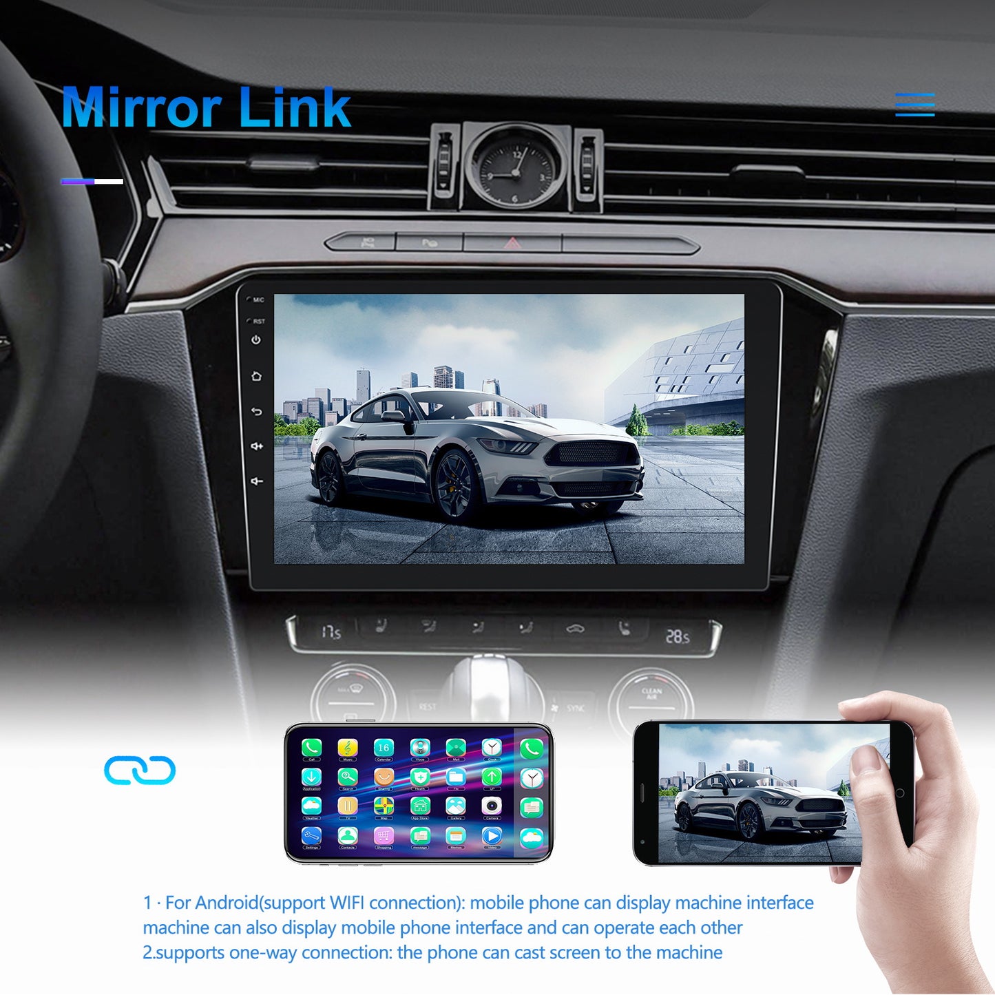Autoradio – Auto Stereo – Multimedia Speler – Inbouw Radio – DAB+ Radio – 9 Inch HD Touchscreen – Android 13 & Draadloos CarPlay – GPS Navigatie & Wifi