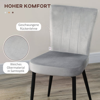 Eetkamerstoelen – Keukenstoelen – Kuipstoelen – Designstoelen – Stoelset – Velours Bekleding – Metalen Frame – Lichtgrijs – Set Van 4