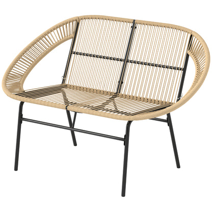 Zweefbank tuin – Tuinbank – Buitenbank – 2-zits bank – Schommelbank – Polyrattan – Weerbestendig – UV-bestendig – Draagvermogen 260 kg – Khaki