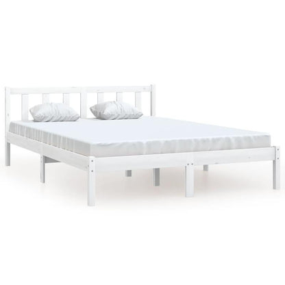 White Solid Pine Bed Frame 150x200cm King Size Practical, removable, suitable for all seasons, Home Bedding, Allseason Bed, Clean Aesthetic, Contemporary Design, Durable Construction, Highquality Wood, Easy Assembly, Practica