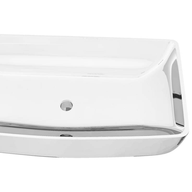 Wastafel – Lavabo – Fontein – Wasbak – Badkamermeubel – Keramiek Zilver – Afmeting 71x38x13,5 cm
