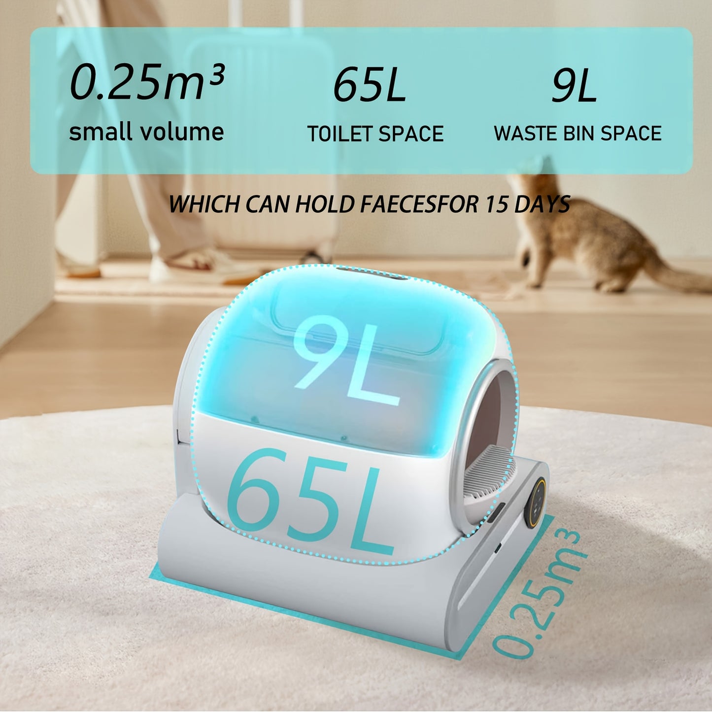 Zelfreinigende Kattenbak – Automatische Kattenbak – Zelfreinigend Kattenbak Toilet – Elektrische Kattenbak – XXL Kattenbak – Gesloten Design – Inclusief Zeef en Trappetjes – Anti Knelschade Mechanisme