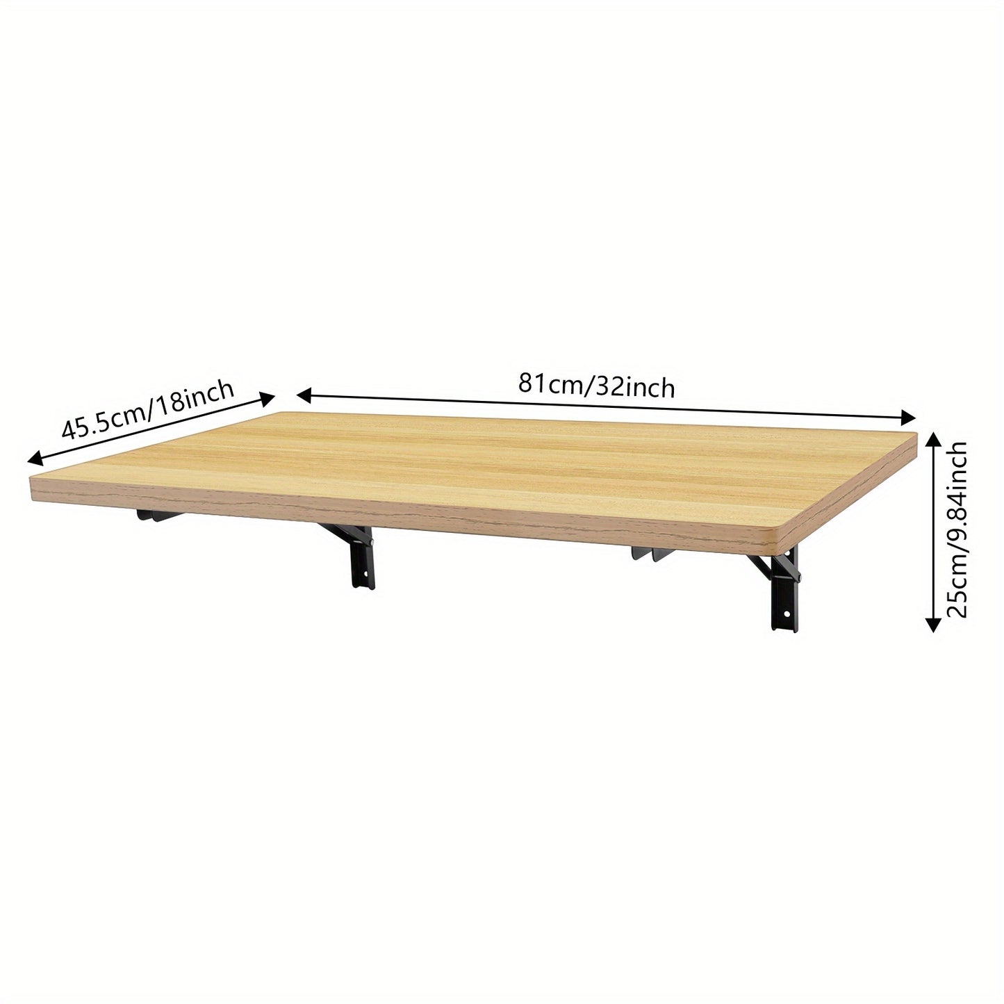 81.28x45.72 cm Heavy-Duty Foldable Wall-Mounted Workbench with Adjustable Height (56.9cm-91.95cm) - Space-Saving Metal Frame & Wood-Like Surface, 49.9 KG Capacity, Manual Operation for Workshop, Garage, Home Office - Modern M